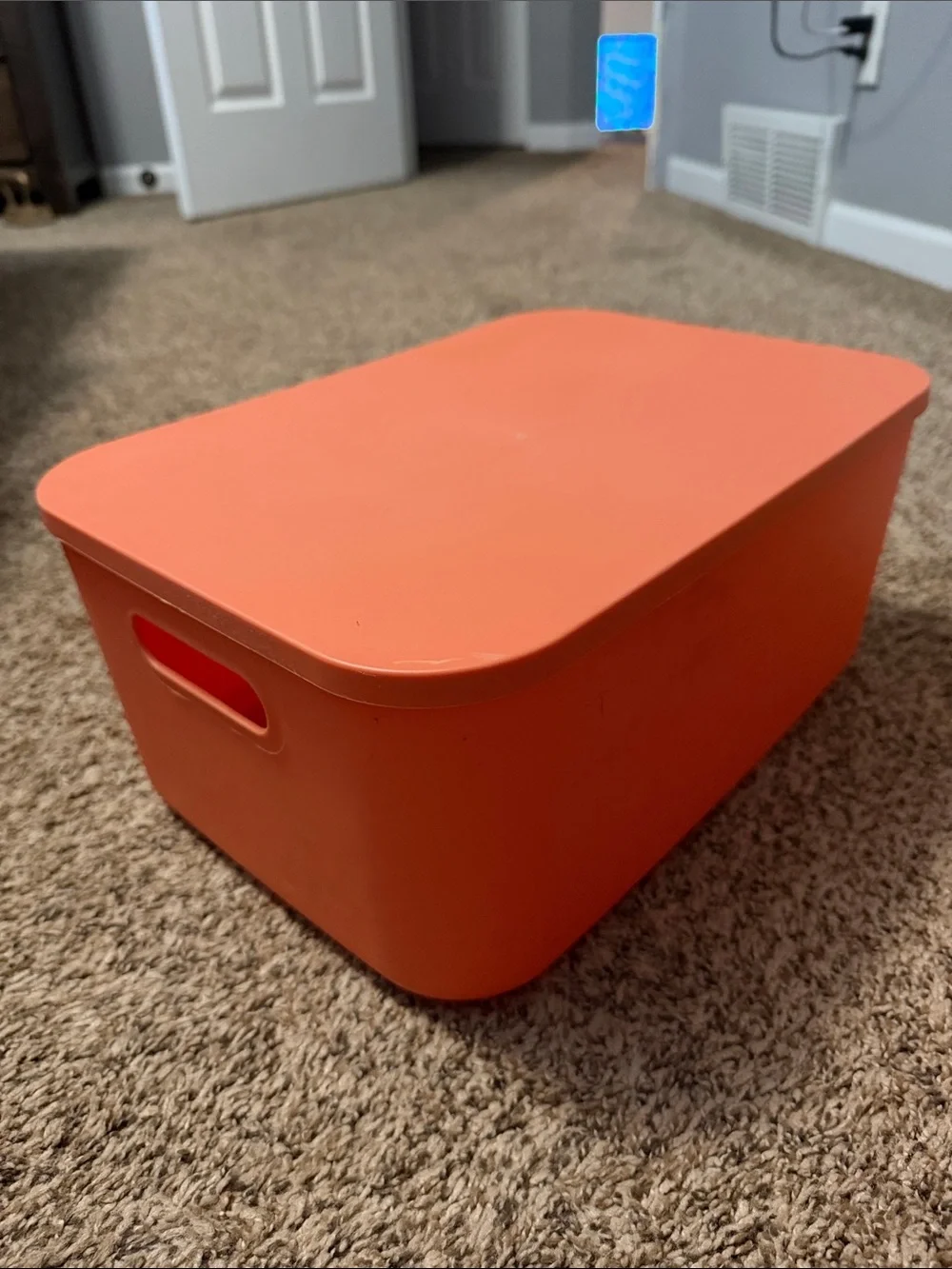 Orange Stackable Organizer Bin w/Fitted Lid 14